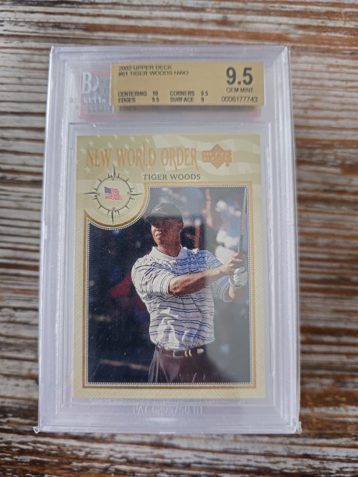 2002  Upper Deck Golf NWO Gold Tiger Woods BGS 9.5 Gem Mint