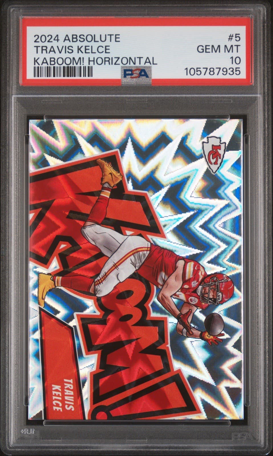 2024 PANINI ABSOLUTE FOOTBALL KABOOM! HOR #5 TRAVIS KELCE PSA 10!!! NR!!! .99!!!