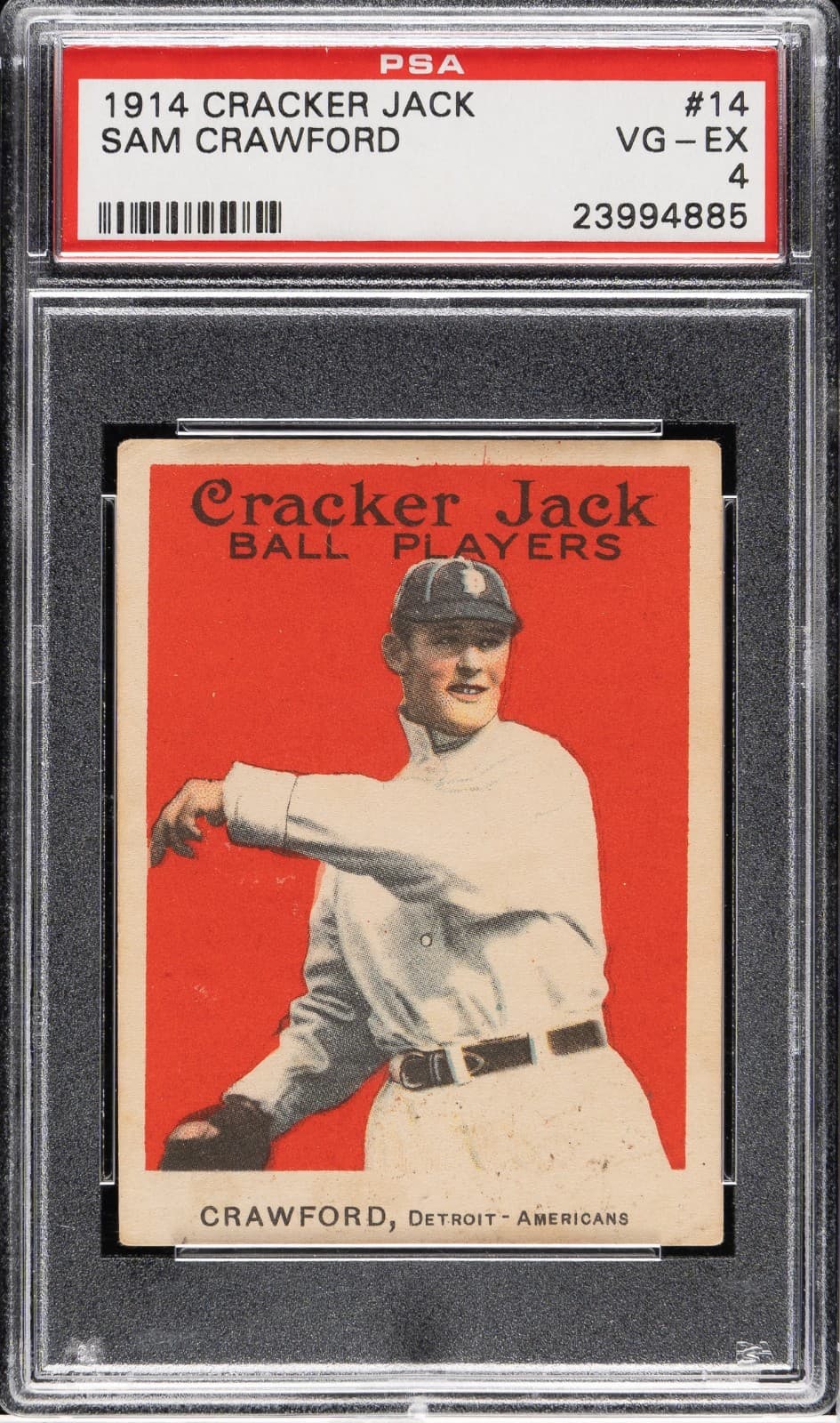 1914 E145 Cracker Jack #14 Sam Crawford HOF PSA 4 VG-EX