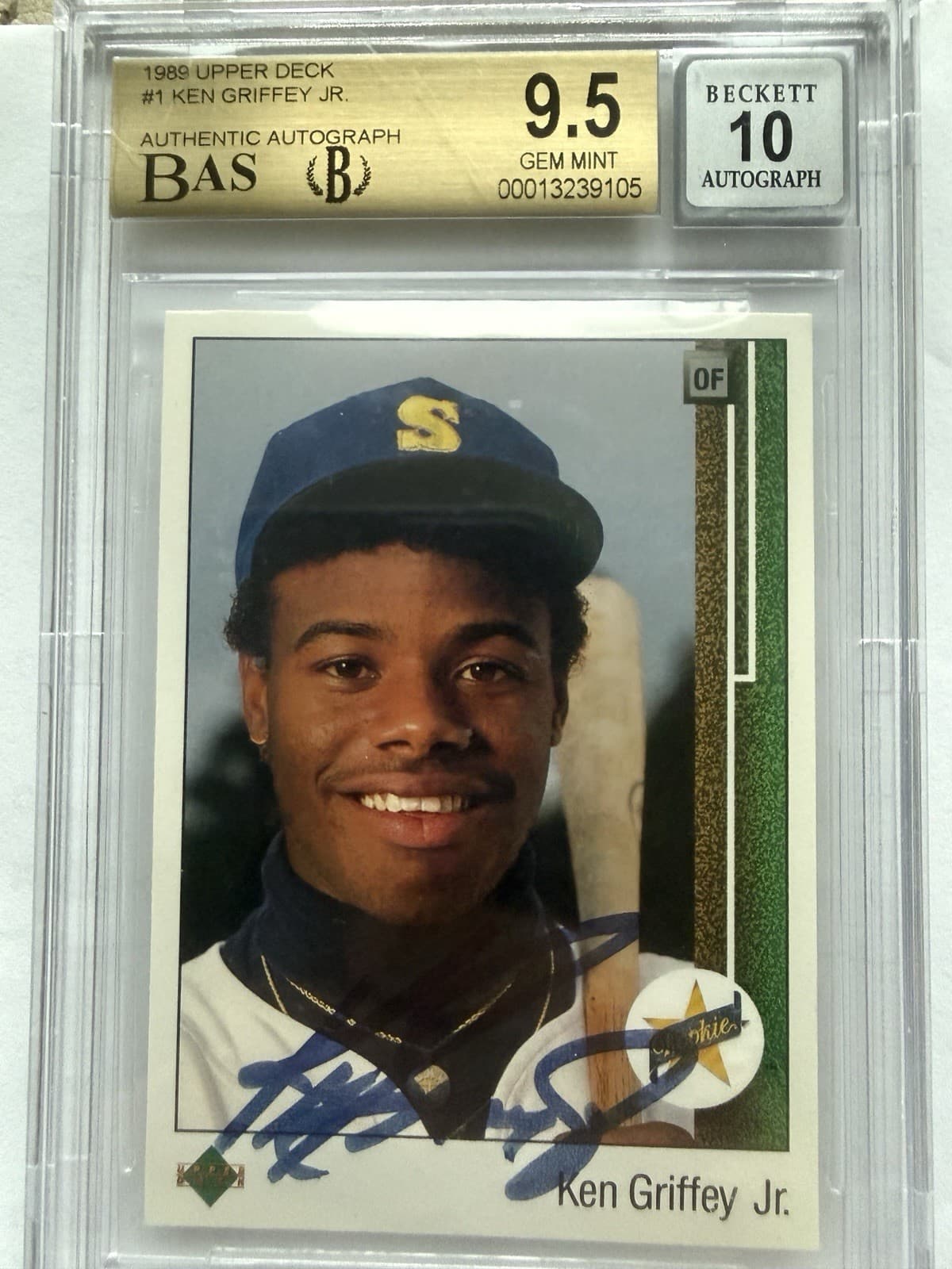 1989 upper deck ken Griffey Jr BAS  GEM MINT 9.5 Beckett 10 Auto