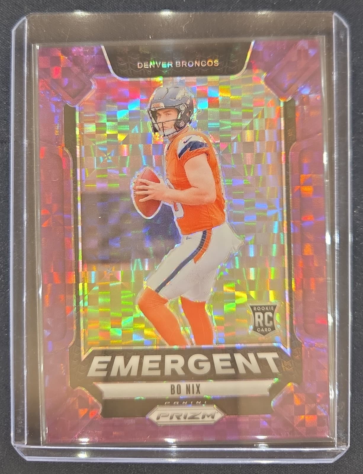 2024 Panini Football Prizm Bo Nix Emergent Purple Power /49 #3 RC Denver Broncos