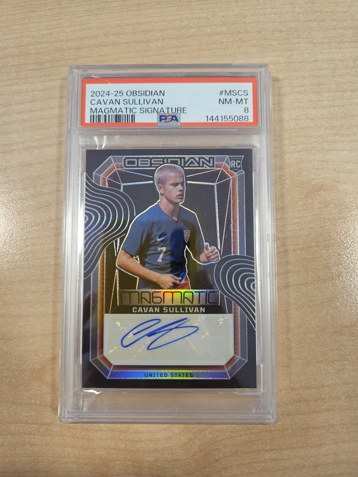 Panini Obsidian Soccer 2024-25 Cavan Sullivan RC Auto MS-CS /199 PSA 8