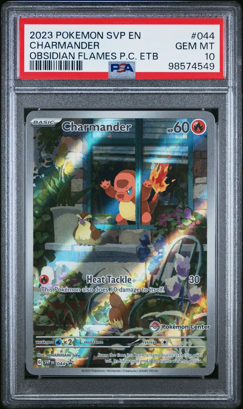 2023 POKEMON OBSIDIAN FLAMES POKEMON CENTER ETB PROMO #044 CHARMANDER PSA 10