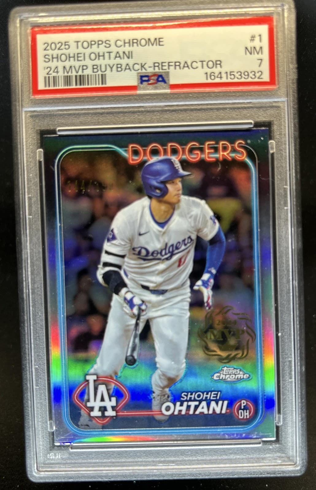 2025 Topps Chrome Shohei Ohtani 2024 MVP Buyback Refractor #/199 Dodgers PSA 7