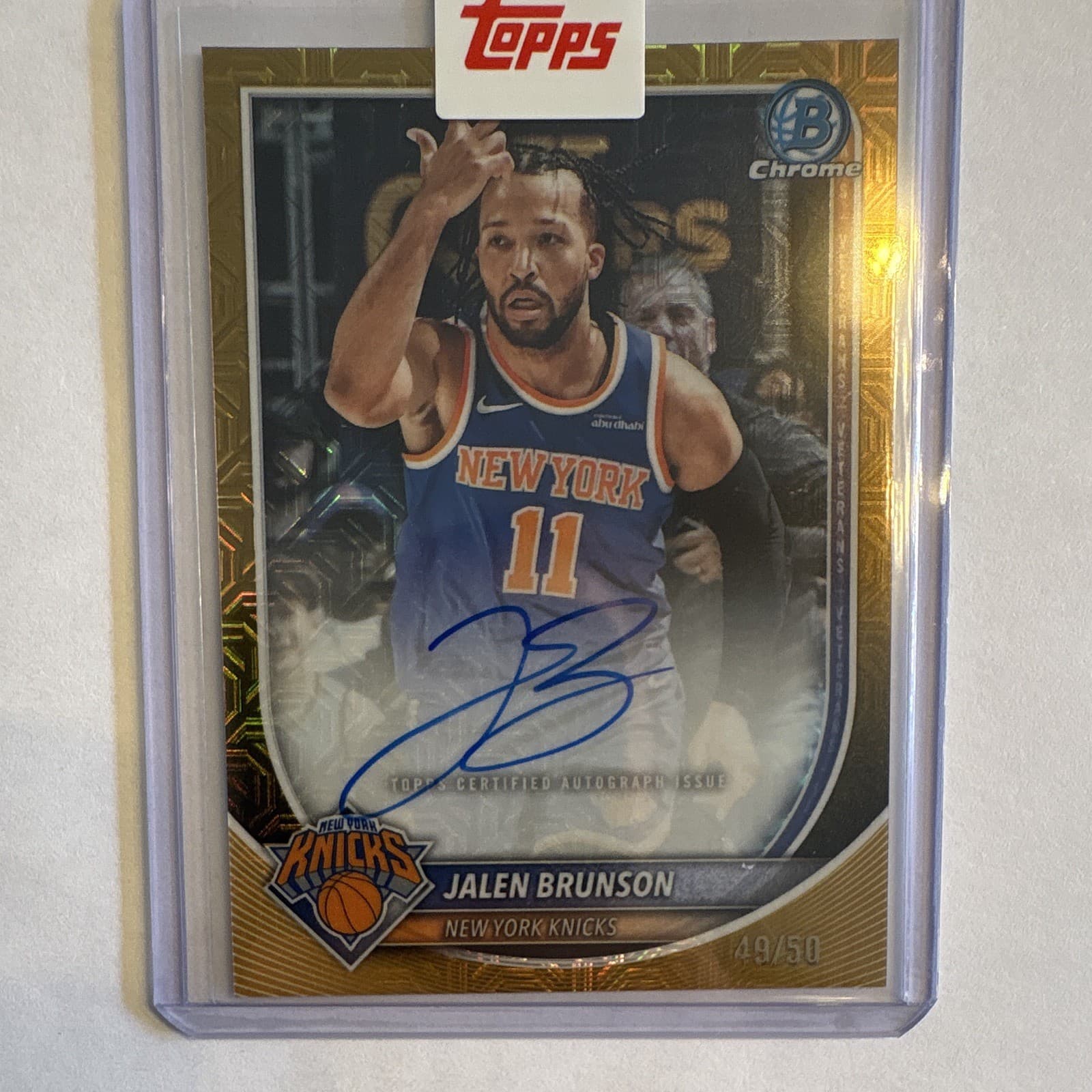 Topps 2025-26 Bowman Chrome Jalen Brunson Knicks Auto BCA-JU 49/50