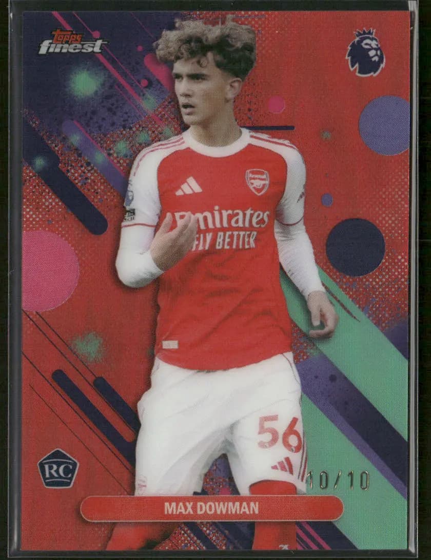 2026 Topps Finest Premier League Max Dowman #35 Red Refractor RC Rookie 10/10