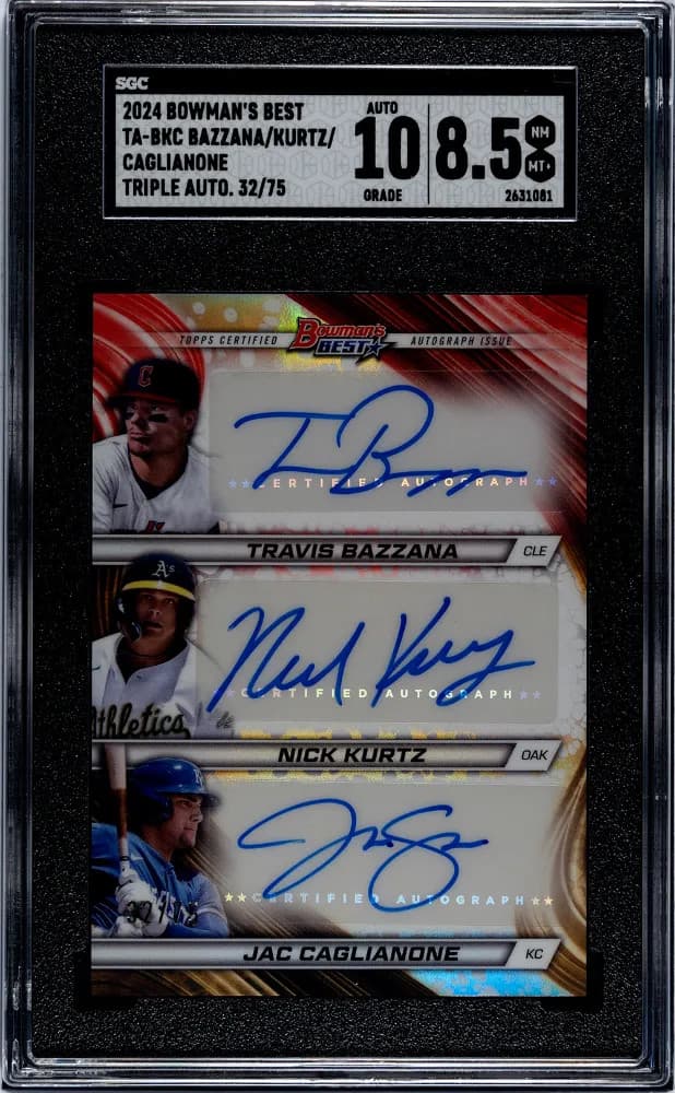 2024 Bowman's Best Bazzana Kurtz Caglianone #TA-BKC Triple SGC Auto 10