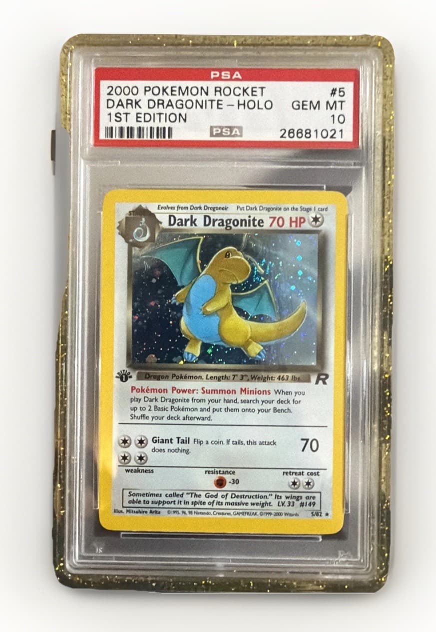 1st Edition Dark Dragonite Team Rocket Holo SWIRL 🌀PSA 10 Pokemon 2000 #5