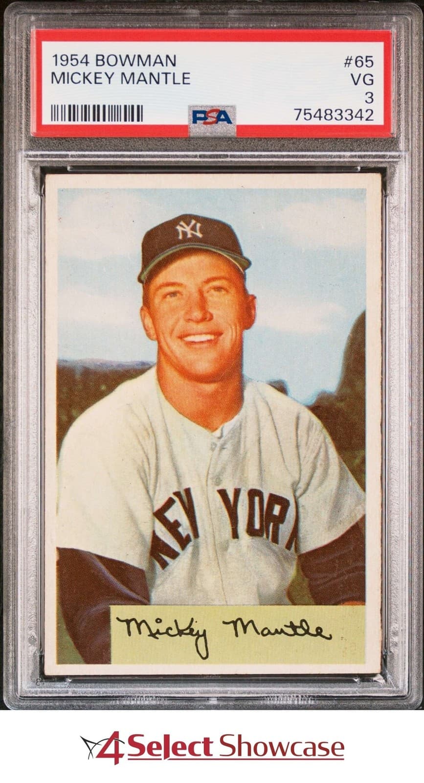 1954 BOWMAN #65 MICKEY MANTLE YANKEES HOF PSA 3
