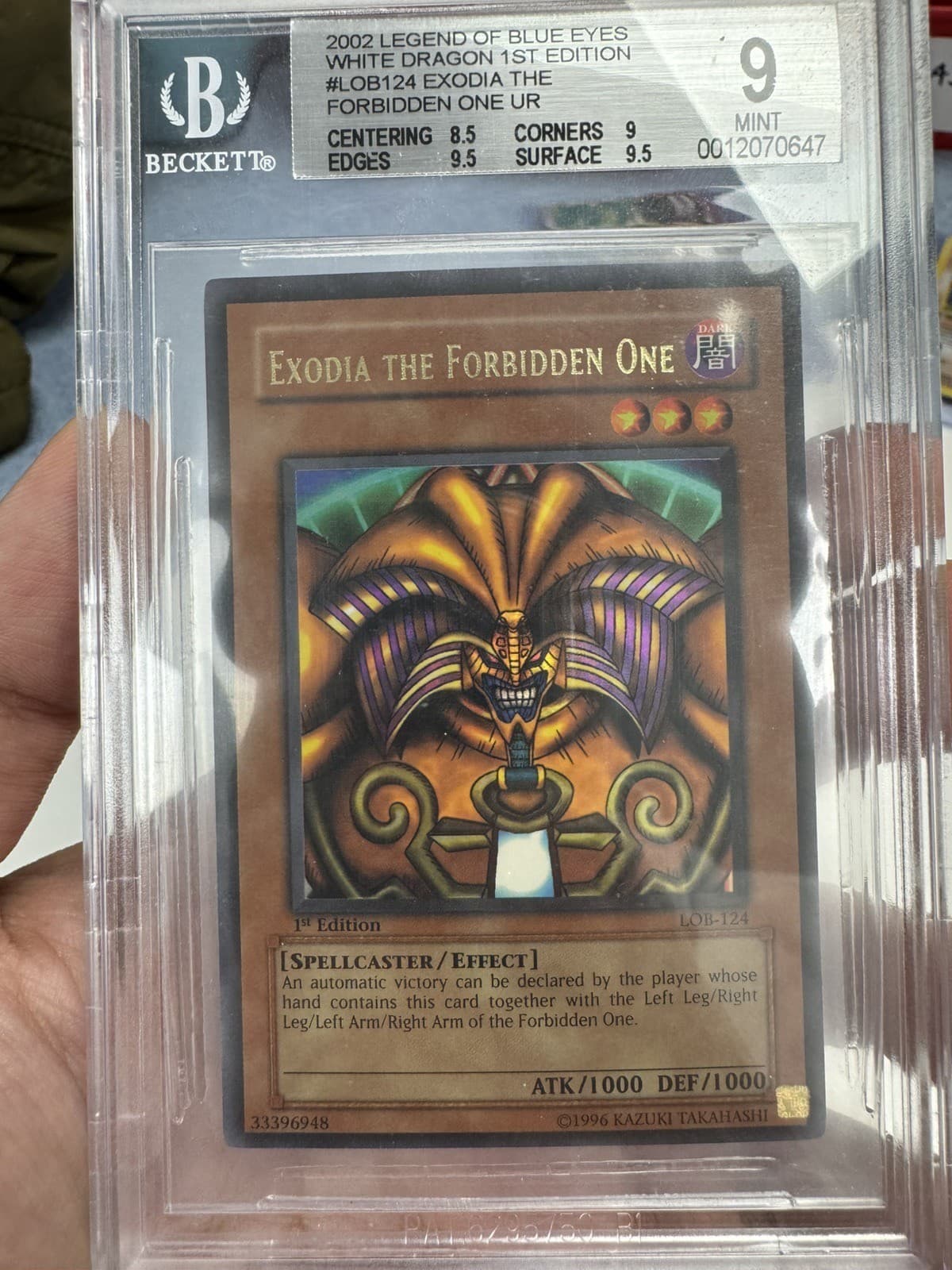 Yu-Gi-Oh! Yugioh 1st Edition LOB-124 WAVY Exodia the forbidden one BGS 9