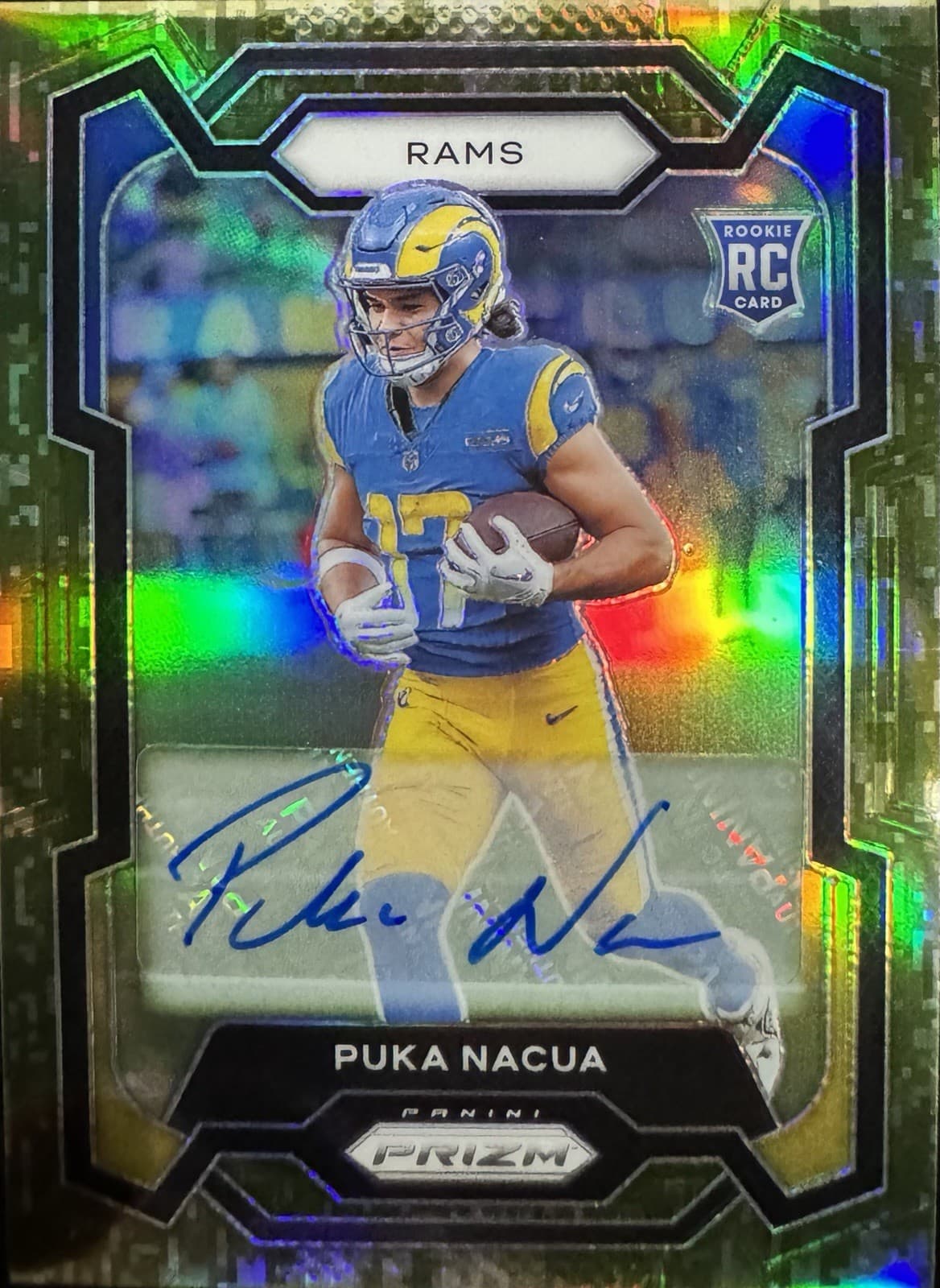 2023 Prizm Puka Nacua Rookie Camo Auto /25 RC Rams