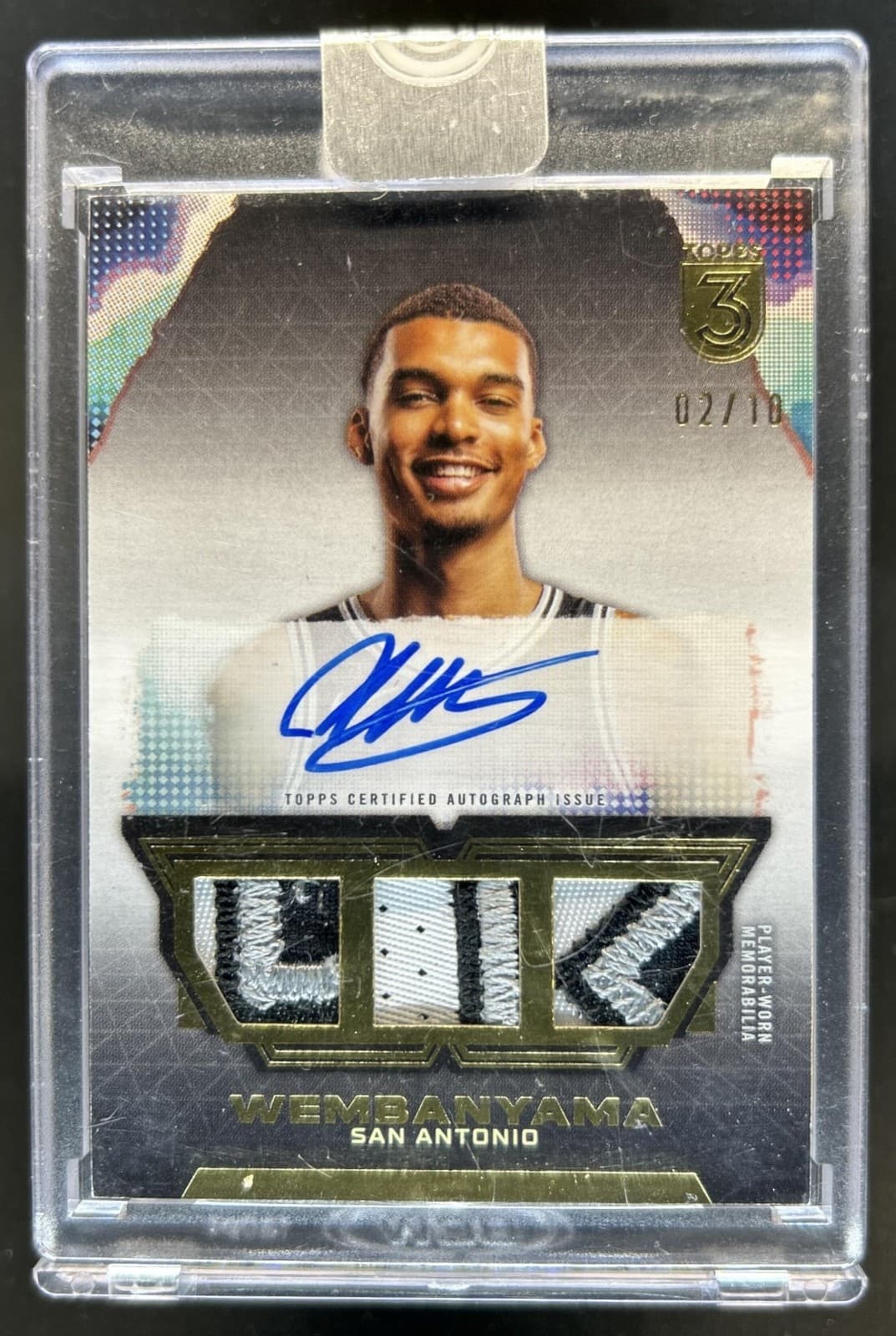 2023-24 Topps 3 Victor Wembanyama Triple Relics Auto Prime Patch Gold RC #/10