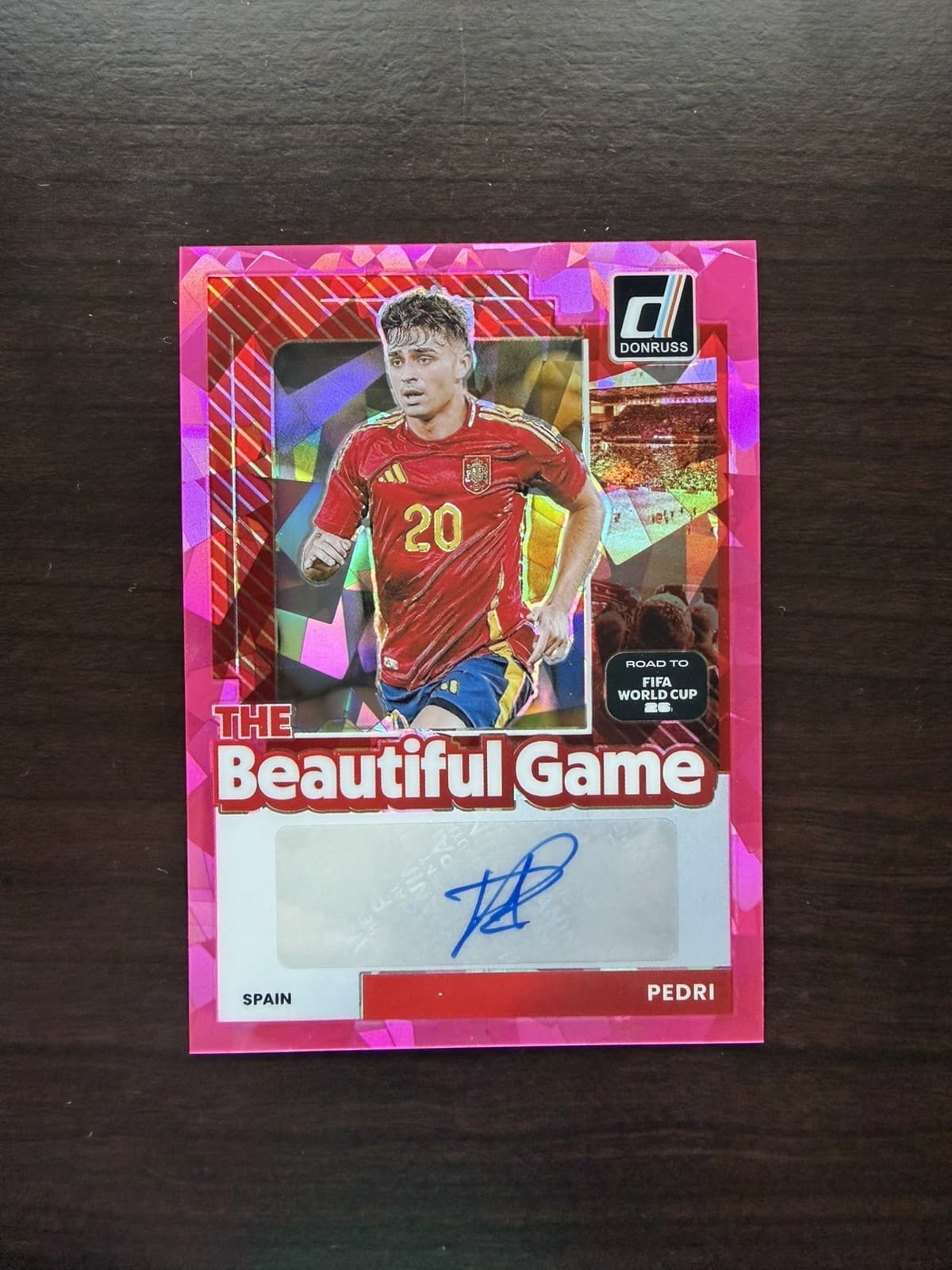 2025-26 Donruss Road To World Cup The Beautiful Game Pedri Pink Velocity Auto