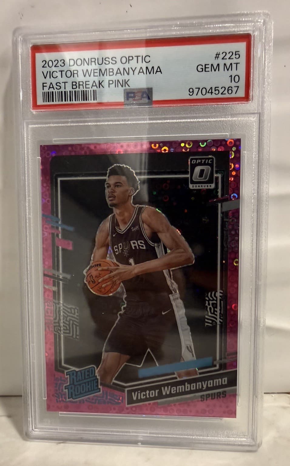 Panini Donruss Optic Victor Wembanyama #225 Pink Fast Break Prizm /25 PSA 10 