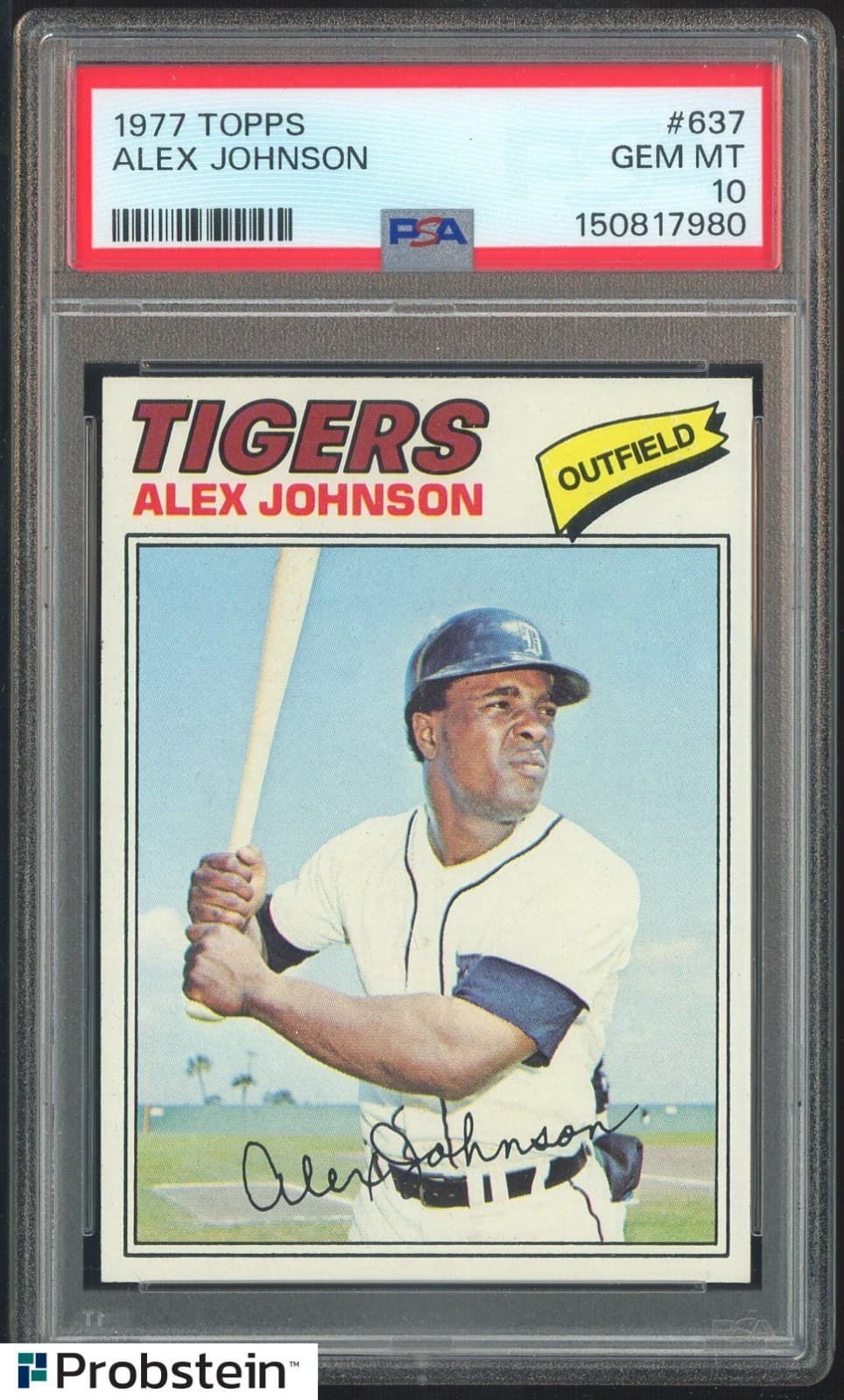 1977 Topps #637 Alex Johnson Detroit Tigers PSA 10 Gem Mint