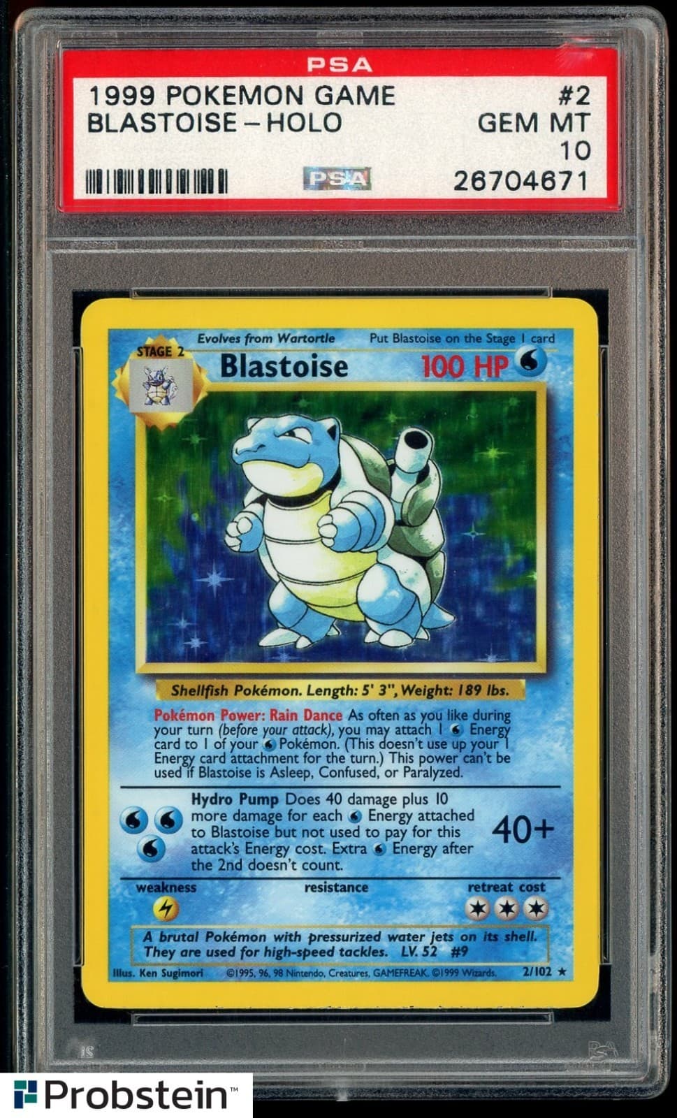 1999 Pokemon Game #2 Blastoise - Holo PSA 10 GEM MINT