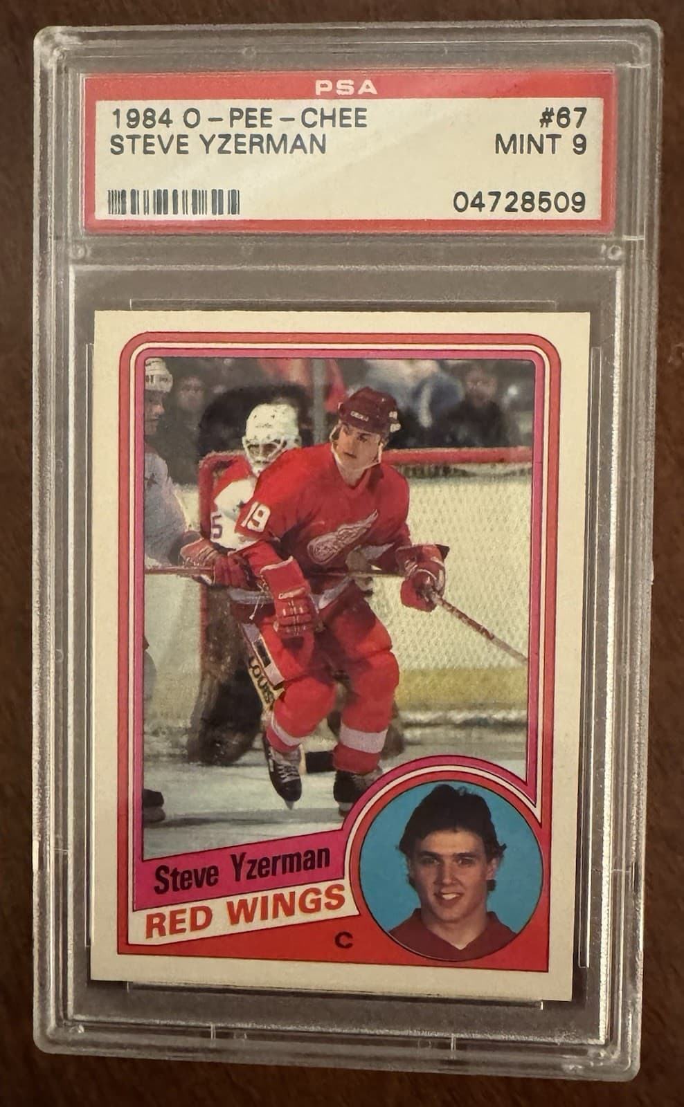 1984 O-PEE-CHEE OPC HOCKEY STEVE YZERMAN ROOKIE CARD RC #67 PSA MINT 9 • HOF
