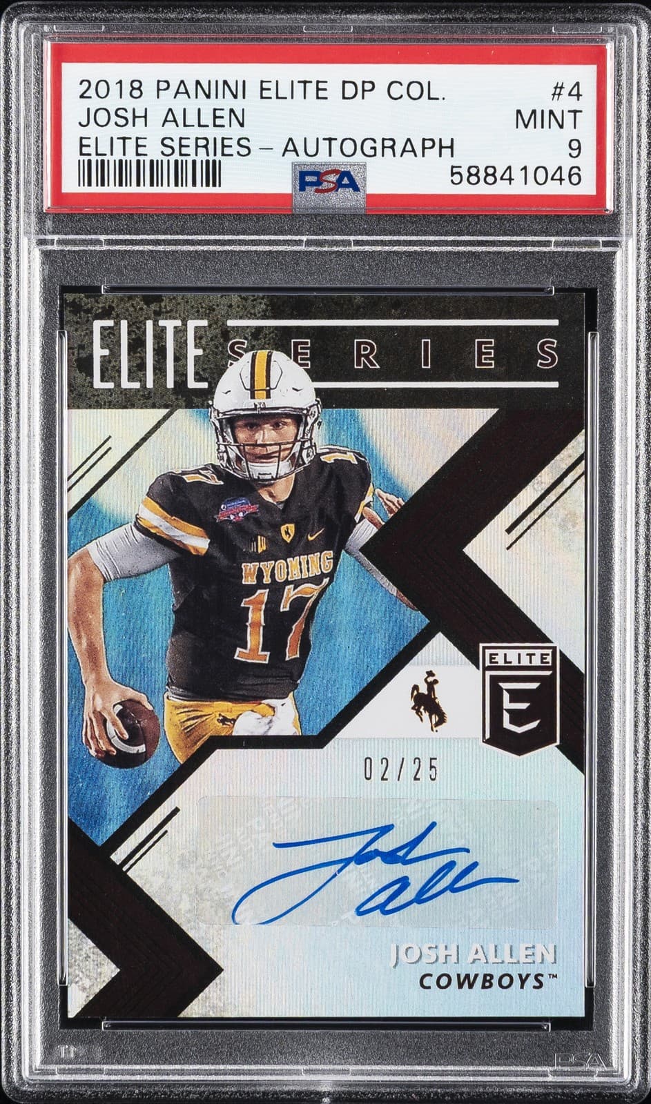 2018 Panini Elite Draft Picks College Elite Series Auto #4 Josh Allen #/25 Psa 9