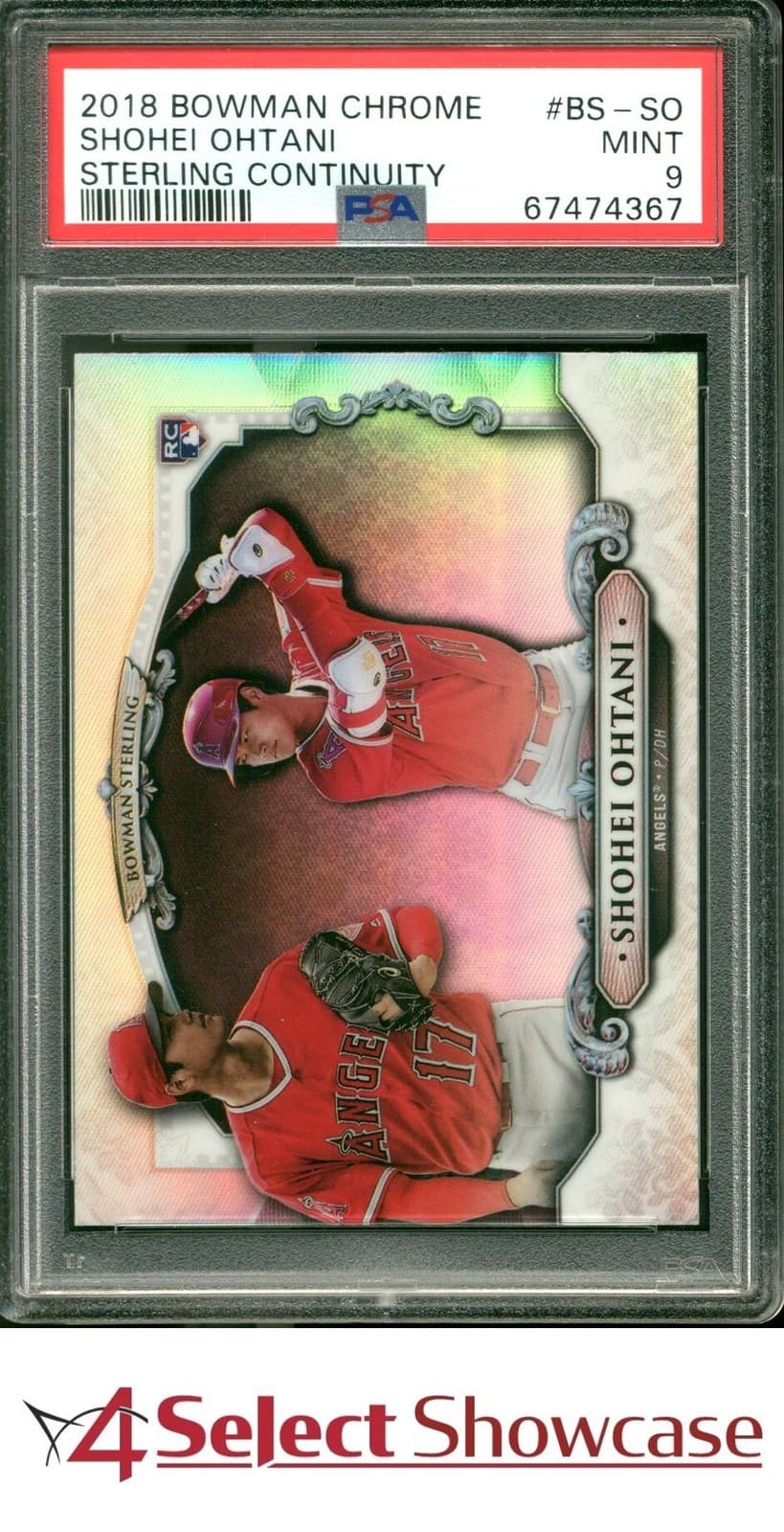 2018 Bowman Chrome Sterling Continuity #Bs-So Shohei Ohtani Rc Psa 9
