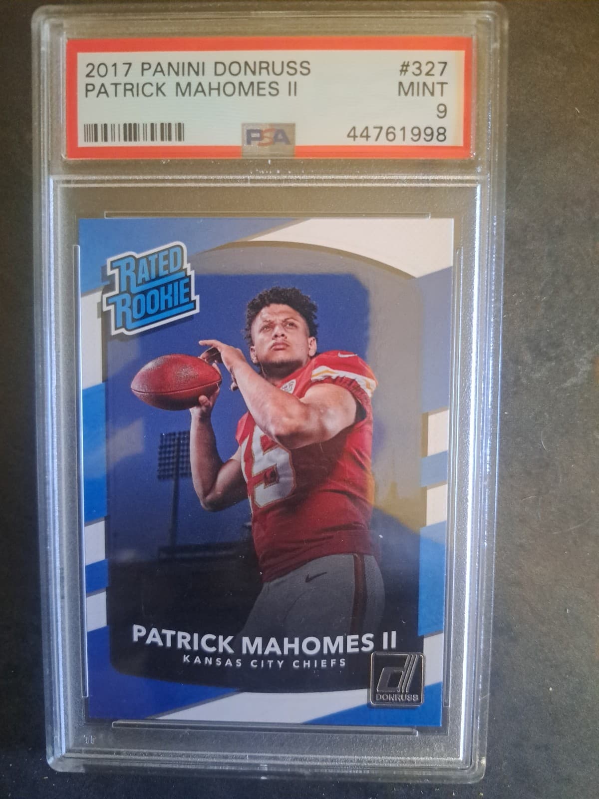 Panini 2017 Donruss Patrick Mahomes II Rated Rookie #327 PSA 9 Chiefs