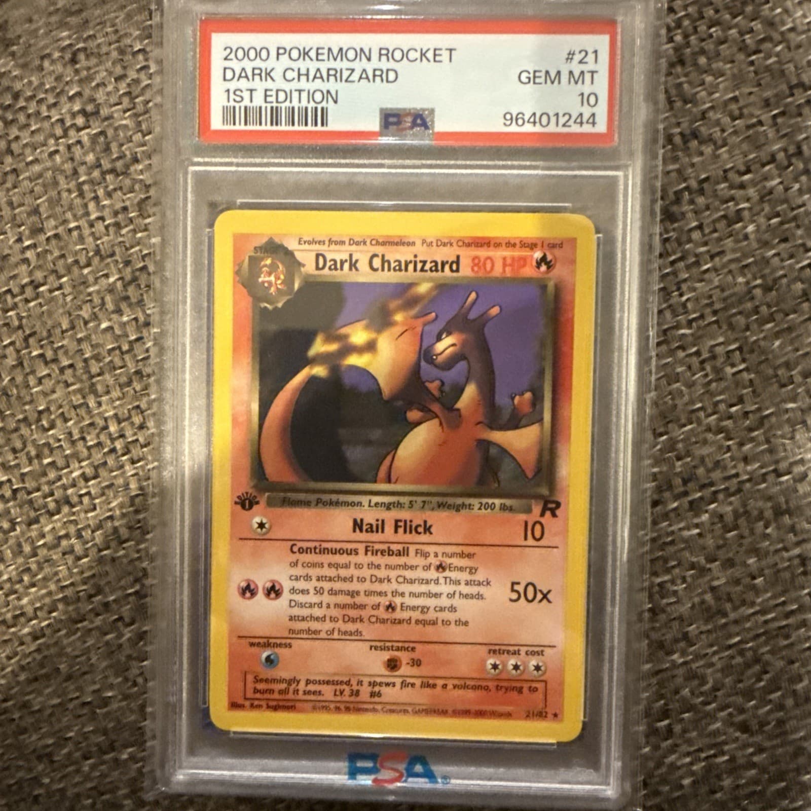 2000 POKEMON ROCKET 1ST EDITION #21 DARK CHARIZARD PSA 10