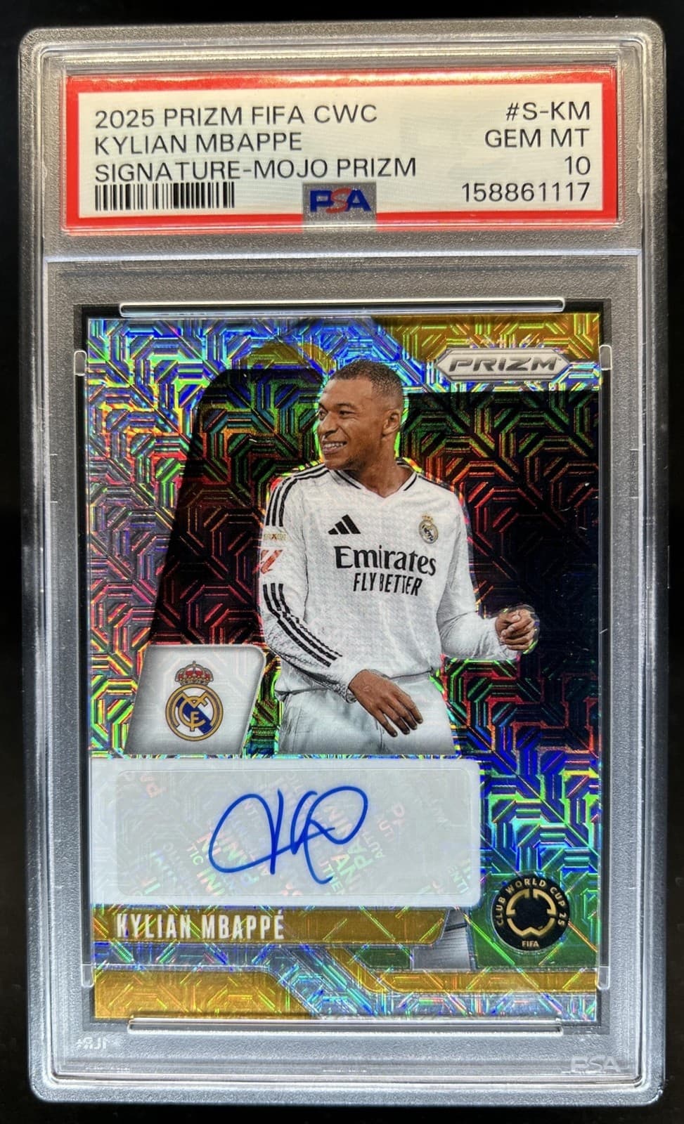 2025 Prizm FIFA Club World Cup Kylian Mbappe Signatures Mojo Auto #/25 PSA 10