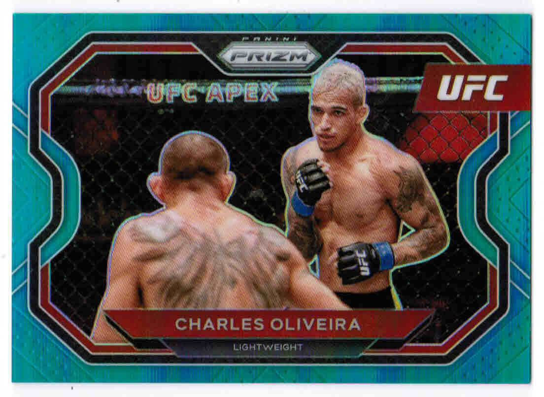 2021 PANINI PRIZM UFC CHARLES OLIVEIRA #174 BASE TEAL PRIZM PARALLEL /99 MMA