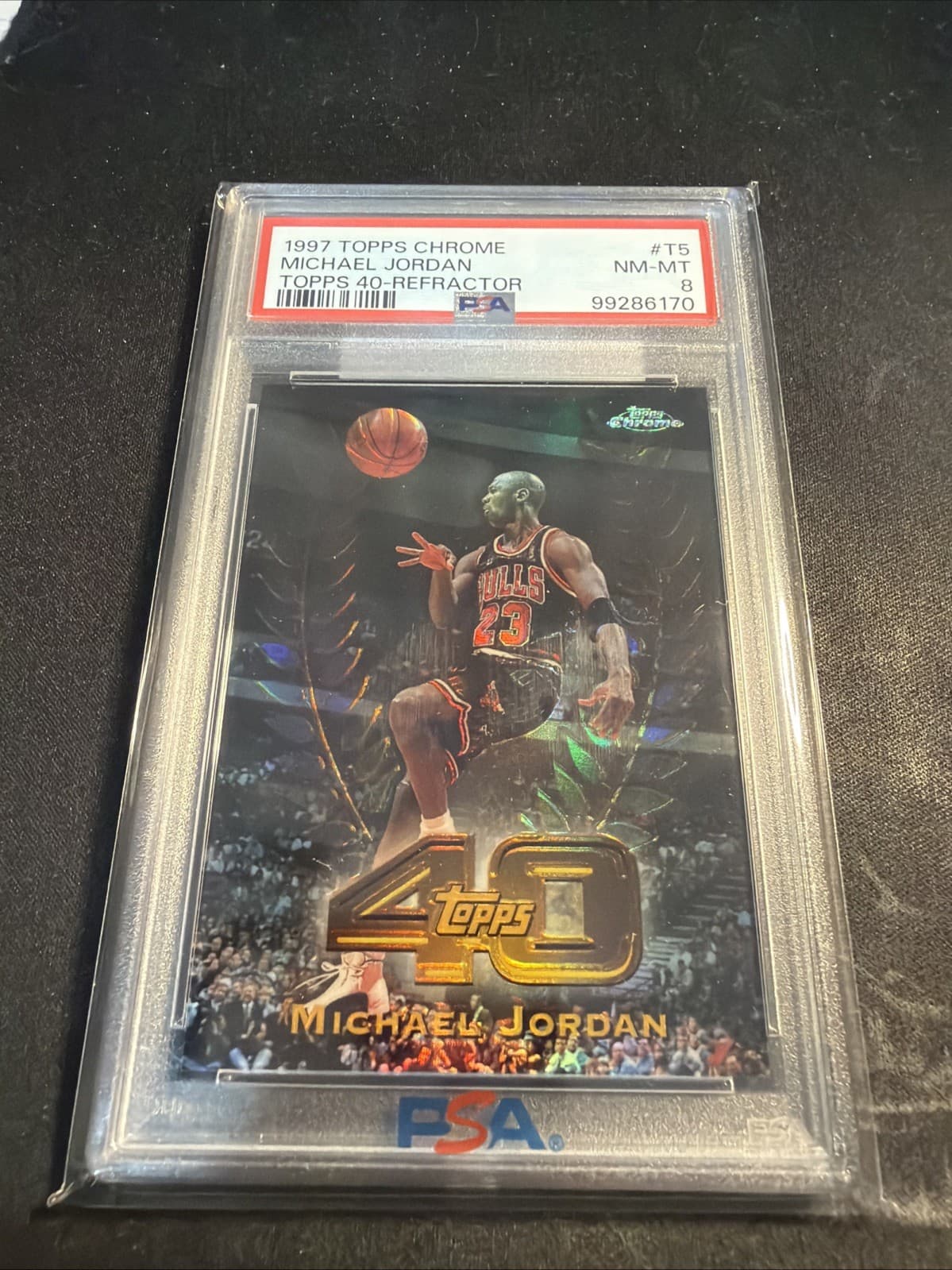 Michael Jordan 1997 Topps Chrome #T40-5 40 Refractor PSA 8