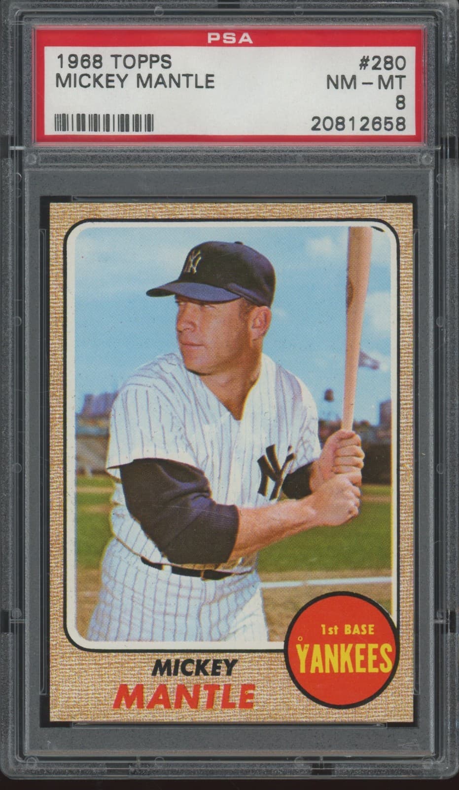 1968 Topps Baseball #280 Mickey Mantle Centered High End NM MT PSA 8