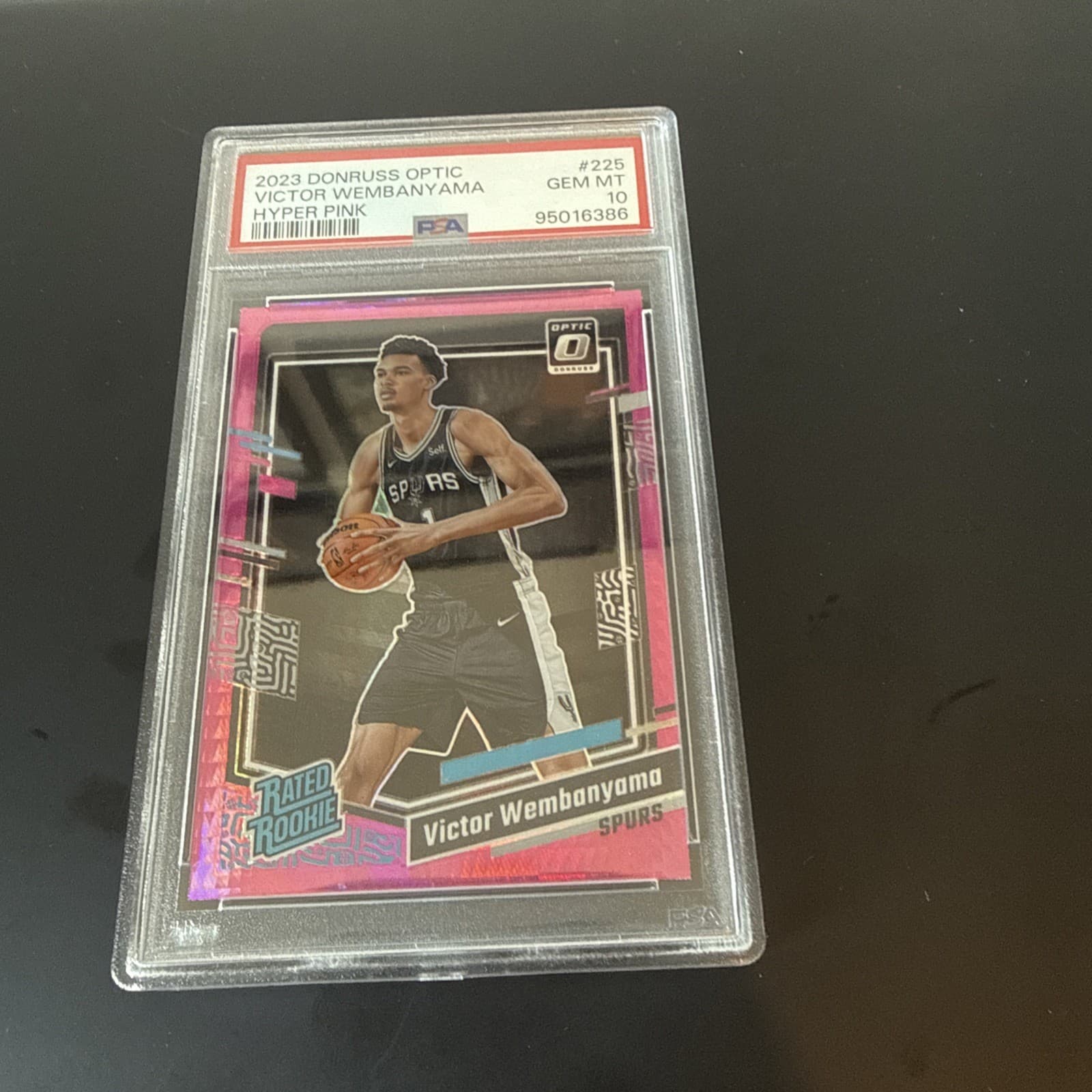 2023-24  Optic Rated Rookie Victor Wembanyama #225 Pink Hyper Prizm (RC) PSA 10
