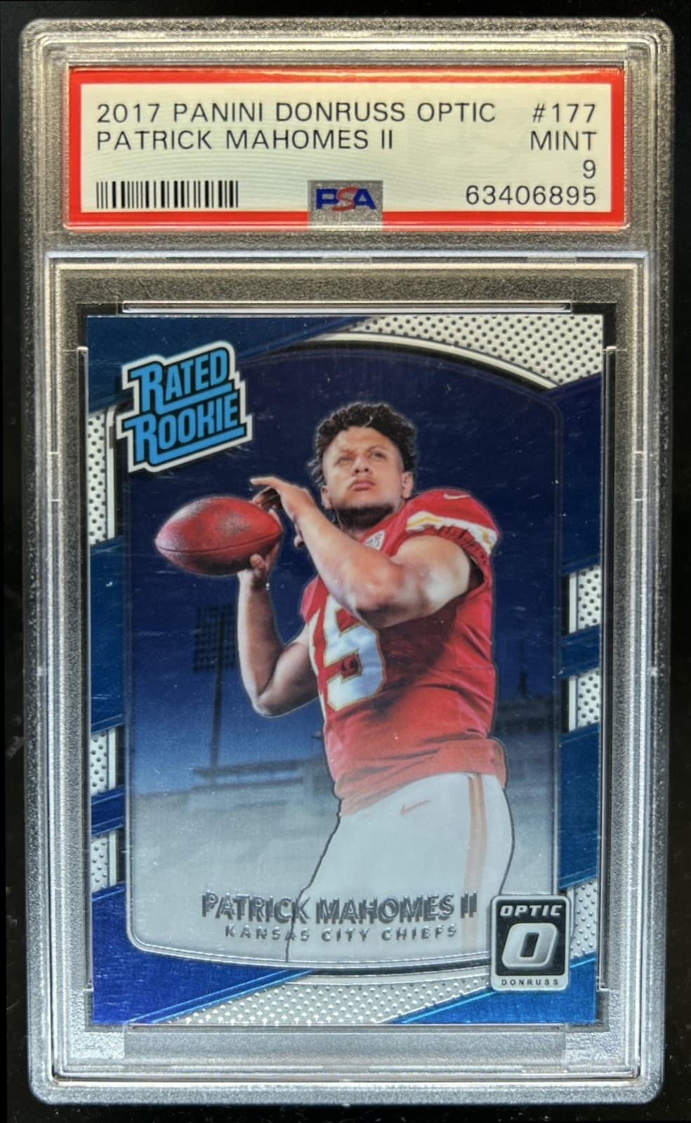 2017 Panini Donruss Optic Patrick Mahomes II RC Rated Rookie #177 Chiefs PSA 9