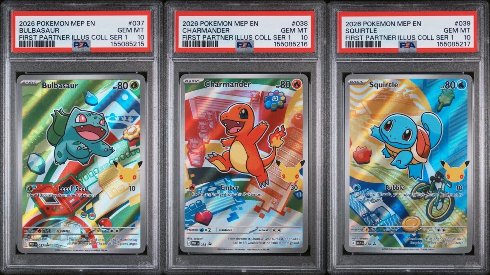 2026 POKEMON FIRST PARTNER ILLUSTRATION COLLECTION SERIES psa10 SEQUENTIAL SET