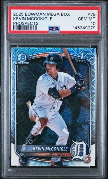 2025 Bowman Chrome Kevin McGonigle 1st Bowman Mega Box #79 PSA 10