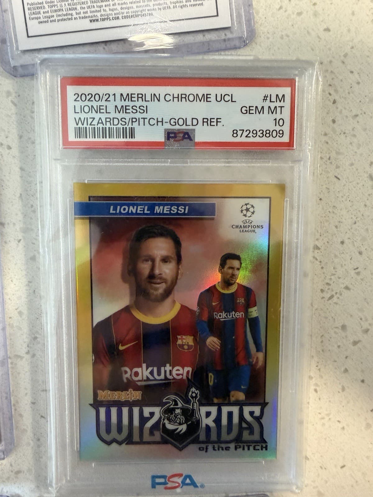Topps 2020-21 Merlin Chrome UCL 18-Card Lot, Messi Wizards PSA 10 W-LM