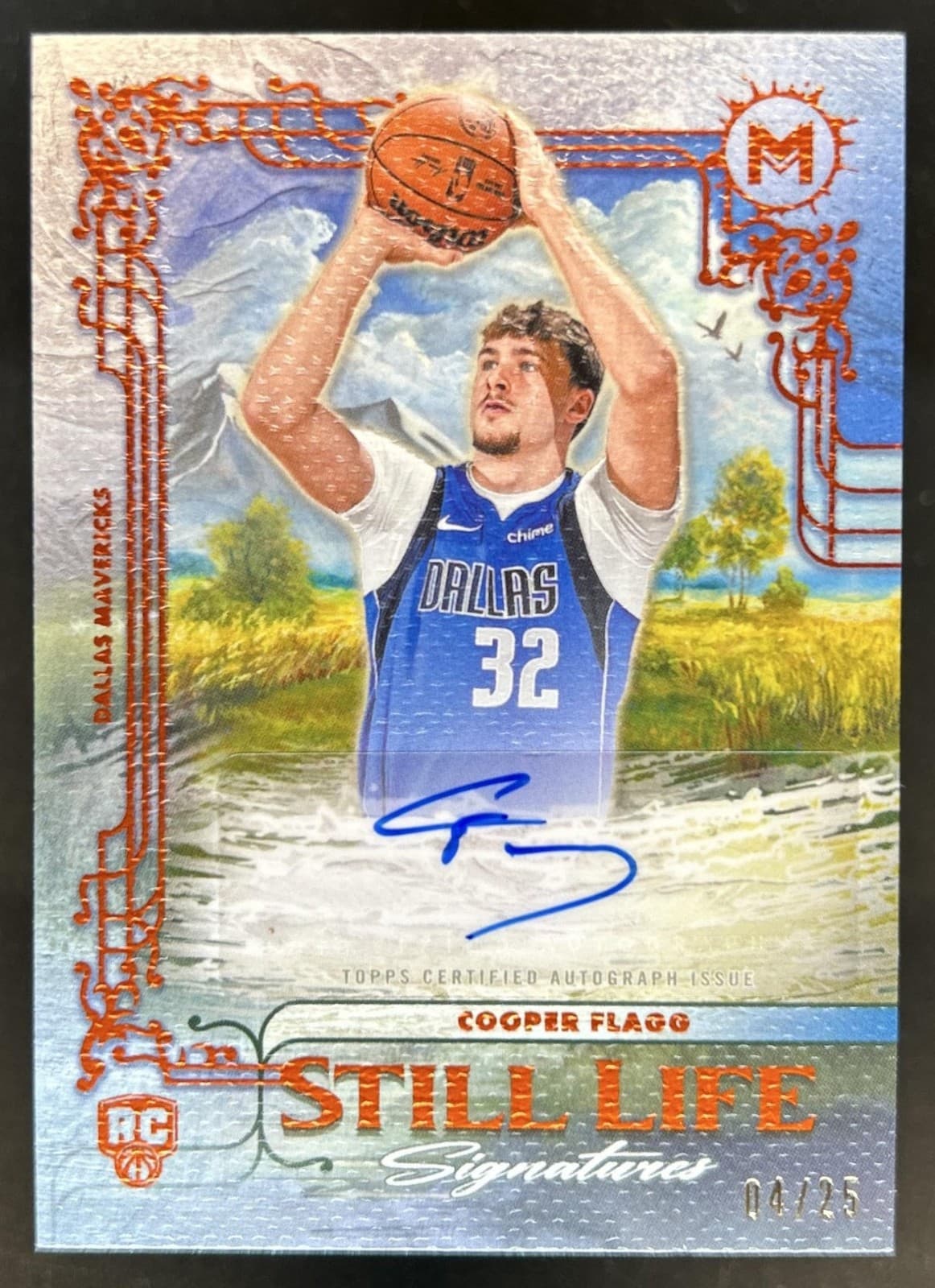 2025-26 Topps Motif Cooper Flagg Still Life Cadmium Orange RC Auto #/25