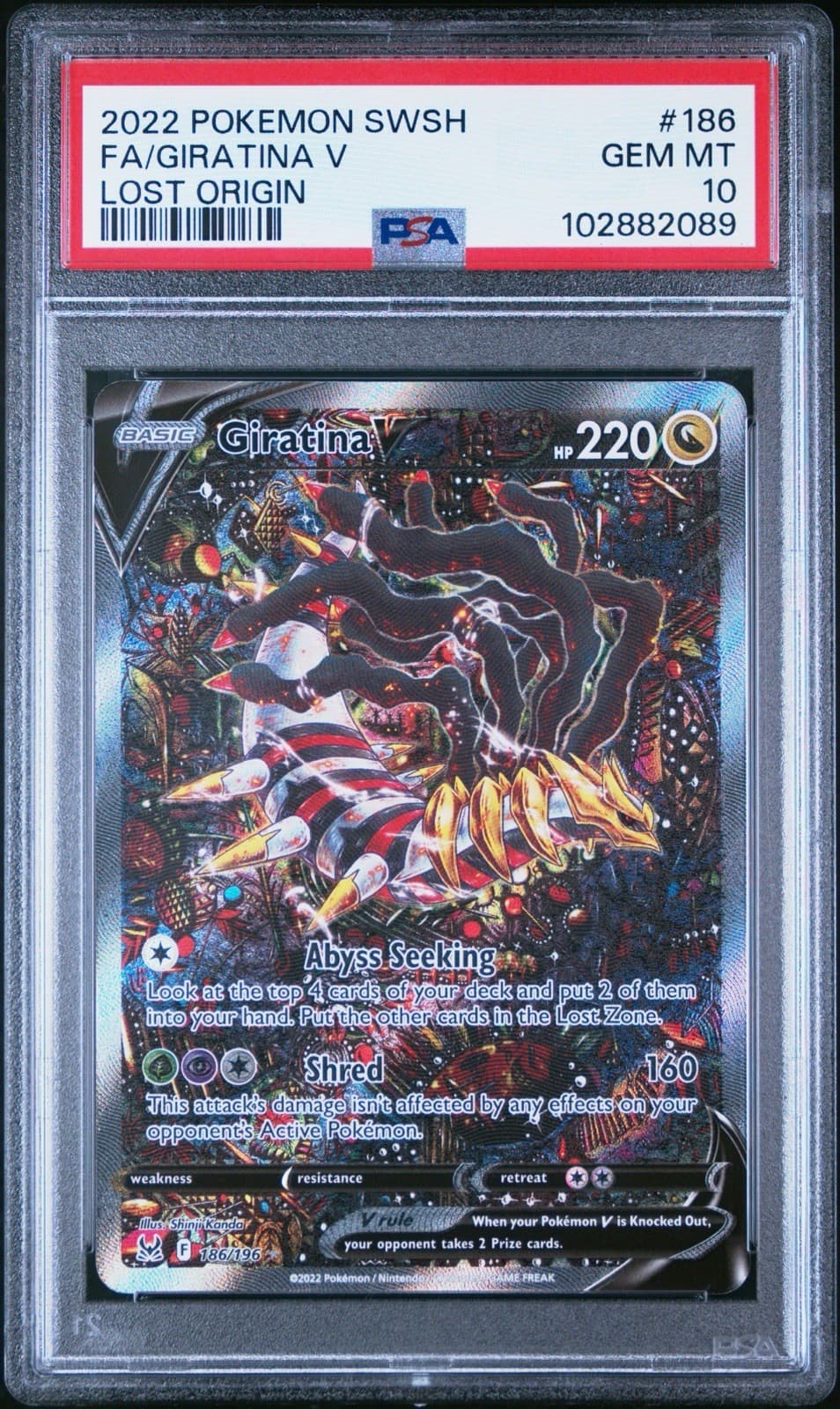 Pokemon 2022 Giratina V 186/196 Alt Art Lost Origin GEM MINT PSA 10