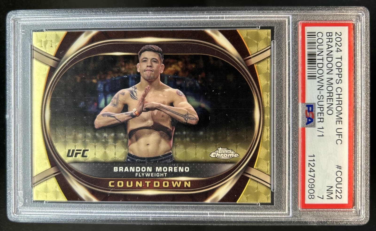 2024 Topps Chrome UFC Brandon Moreno Countdown Refractor Superfractor #1/1 PSA 7