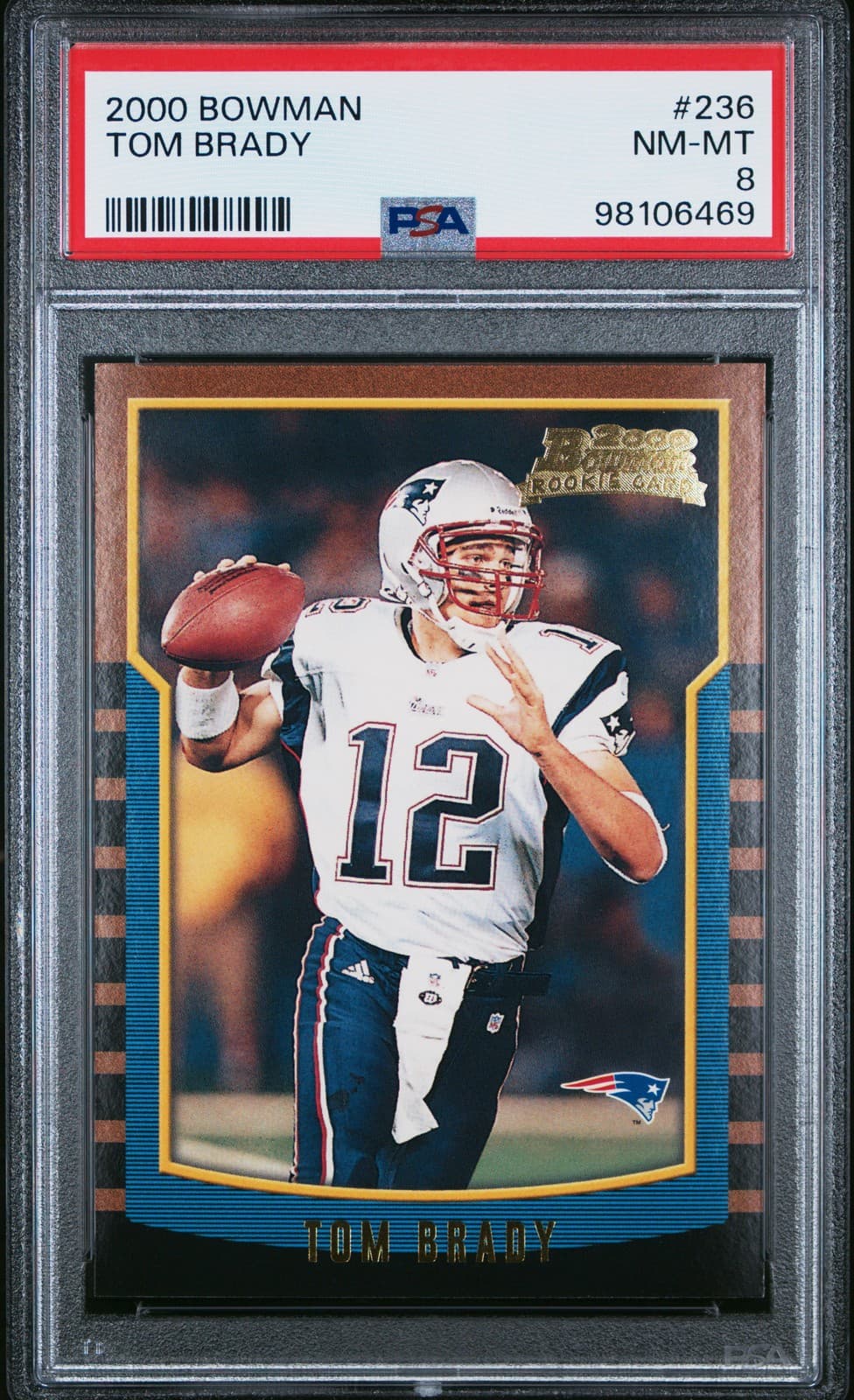 2000 BOWMAN #236 TOM BRADY ROOKIE RC PSA 8