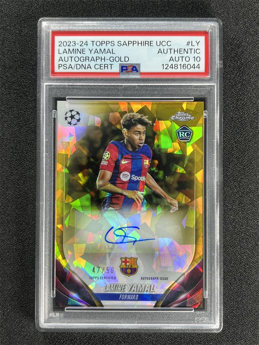2023-24 Topps Chrome Lamine Yamal #CA-LY Gold Sapphire RC /50 PSA 10 Auto POP 1