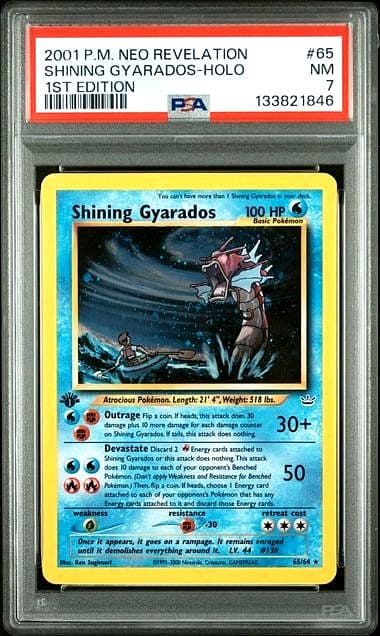 2001 POKEMON NEO REVELATION #65 SHINING GYARADOS-HOLO 1ST EDITION PSA 7
