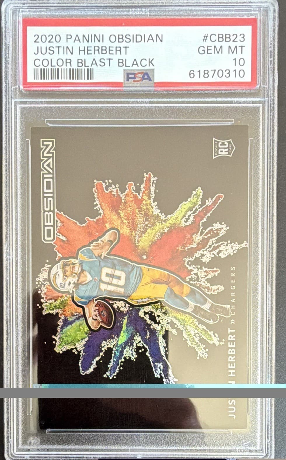 Panini 2020 Obsidian Justin Herbert Color Blast Black RC CBB23 PSA 10