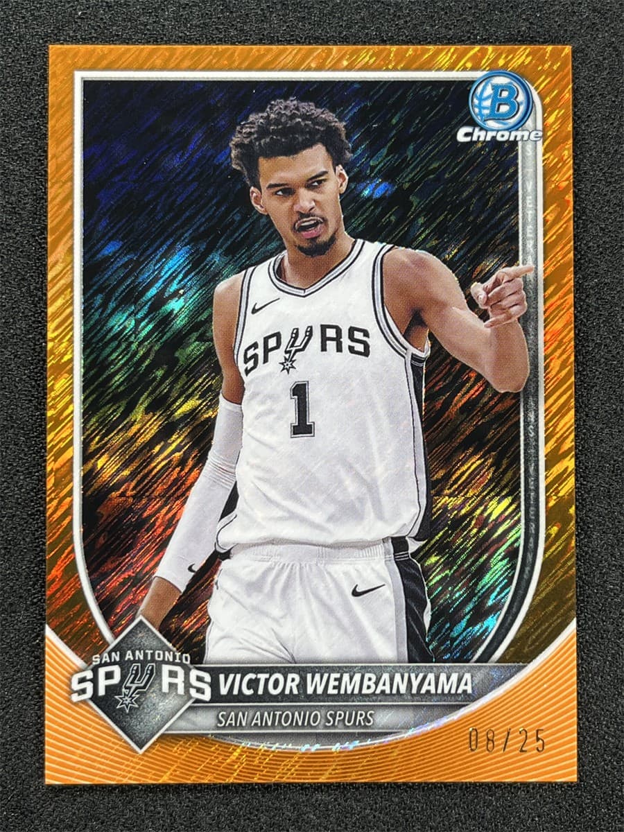 2025-26 Topps Bowman Chrome Victor Wembanyama #BCV-143 Orange Shimmer Spurs /25