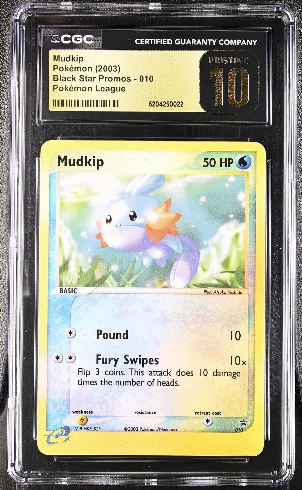 Pokemon Mudkip Black Star Promo 010 Pokemon League Reverse Holo CGC 10 Pristine