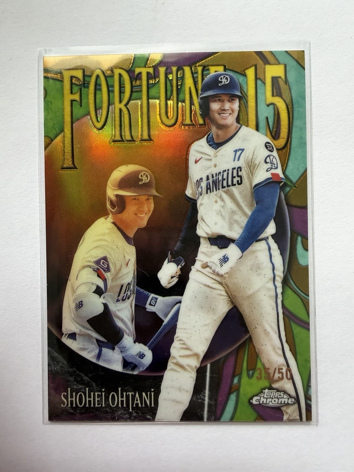 Topps 2025 Chrome Update Fortune 15 Shohei Ohtani Dodgers #F15-6 Gold /50