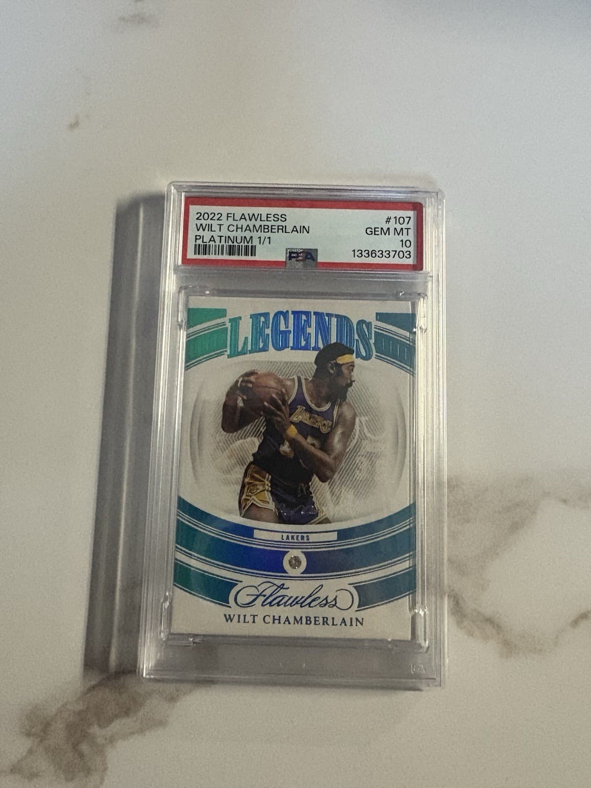 Panini Flawless 2022-23 Legends Wilt Chamberlain #107 Platinum /1 PSA 10