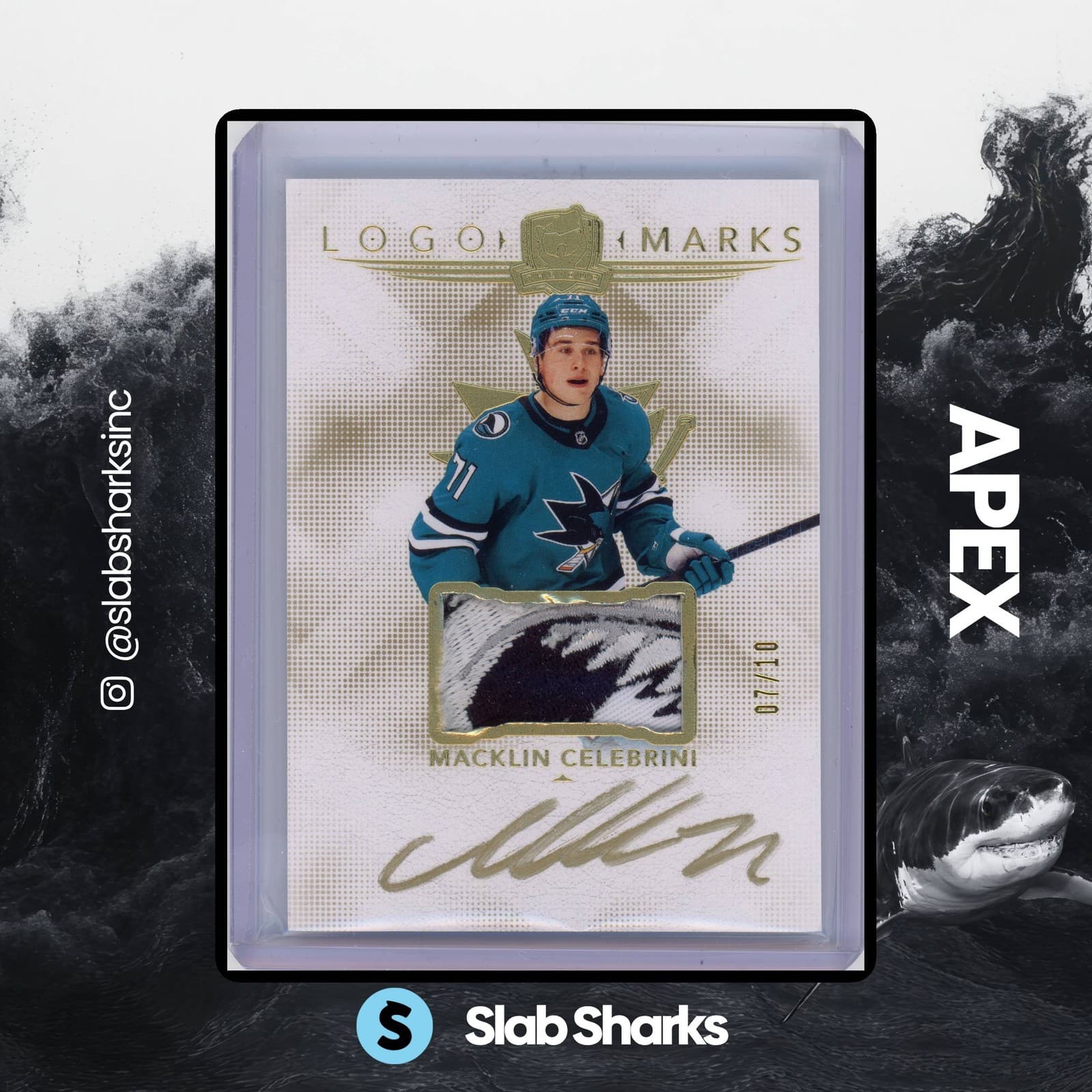 2024 UPPER DECK THE CUP MACKLIN CELEBRINI LOGOMARKS GOLD AUTO TOP PATCH RC /10