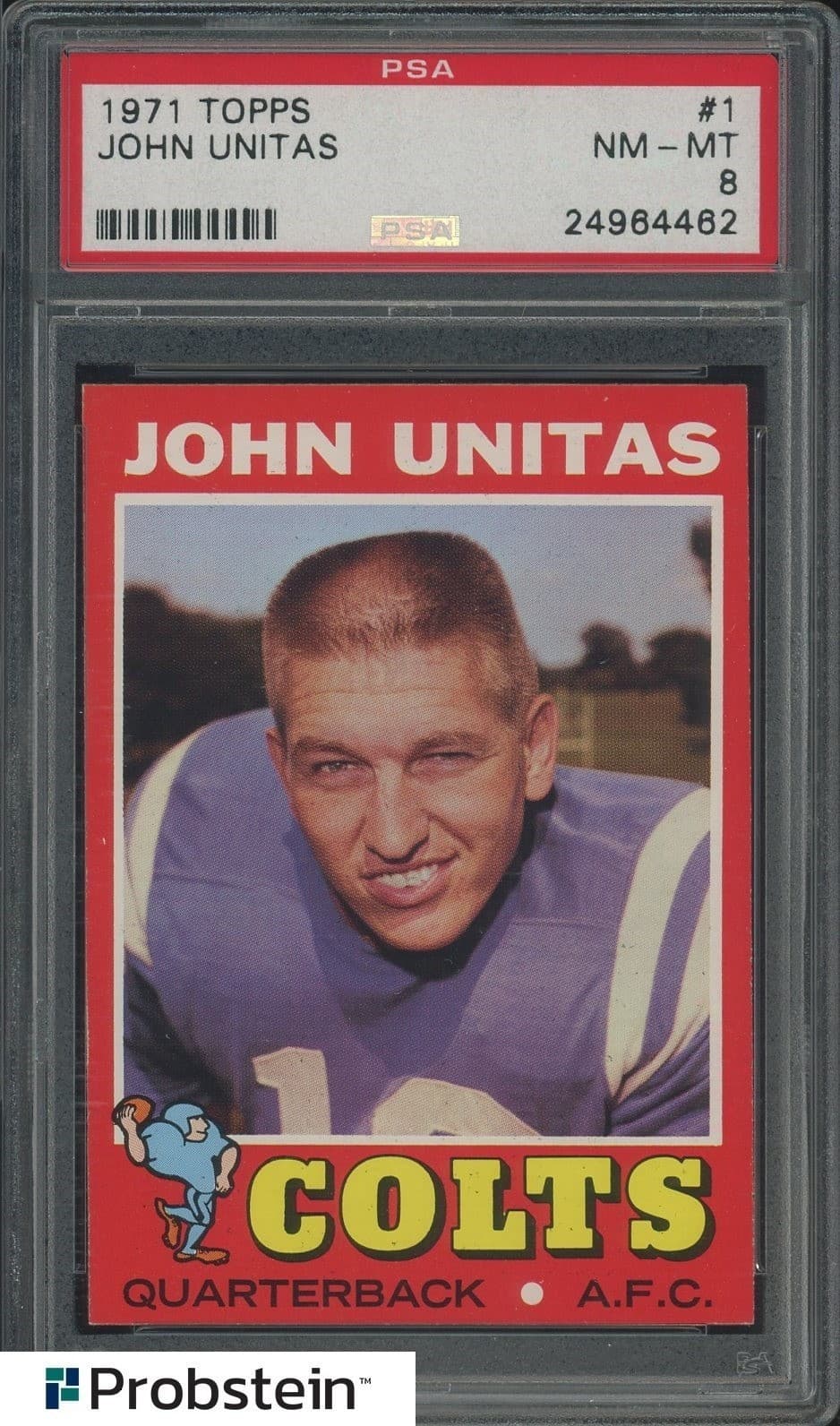 1971 Topps Football #1 John Johnny Unitas Baltimore Colts HOF PSA 8 NM-MT