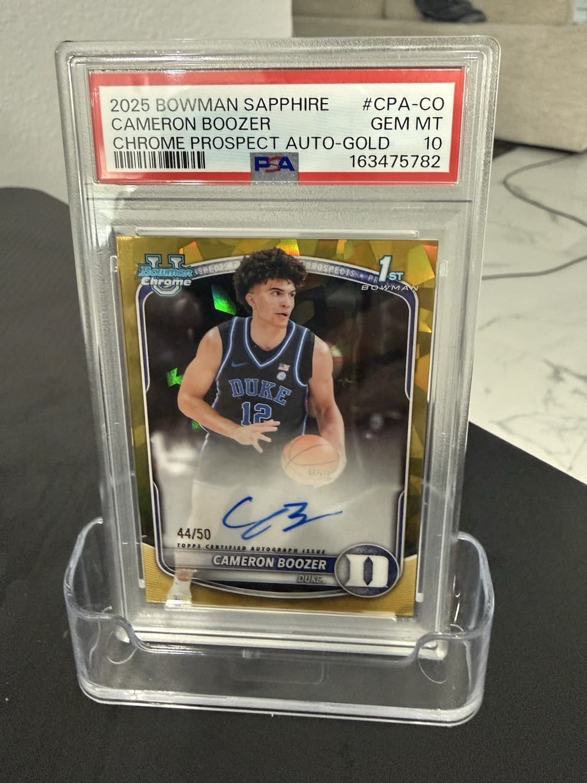 2025 BOWMAN SAPPHIRE  CAMERON BOOZER CHROME PROSPECT AUTO-GOLD PSA 10 Gem Mint