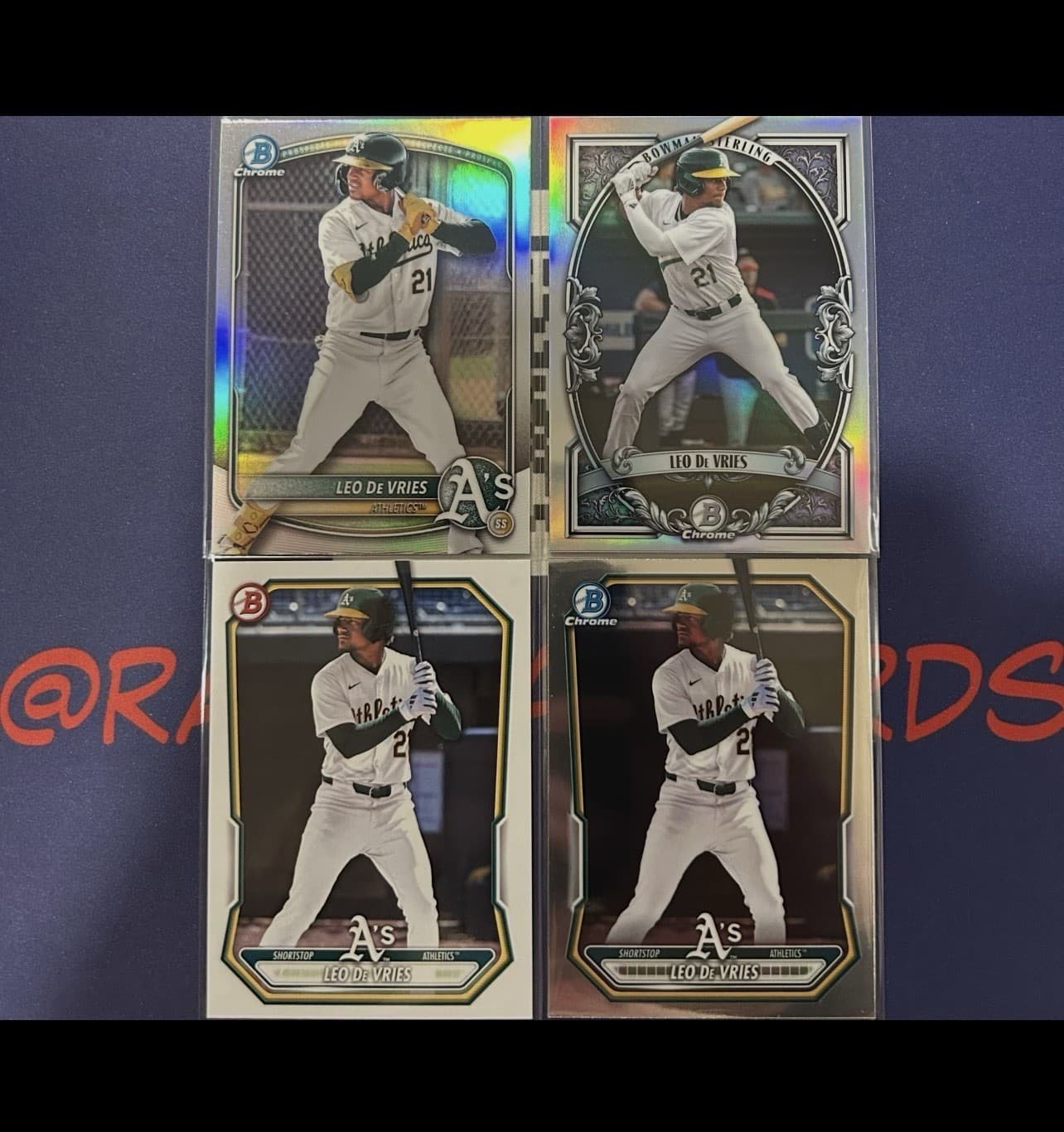 MLB Baseball Las Vegas Athletics 25-26 Bowman Leo De Vries 4 Card Lot MINT