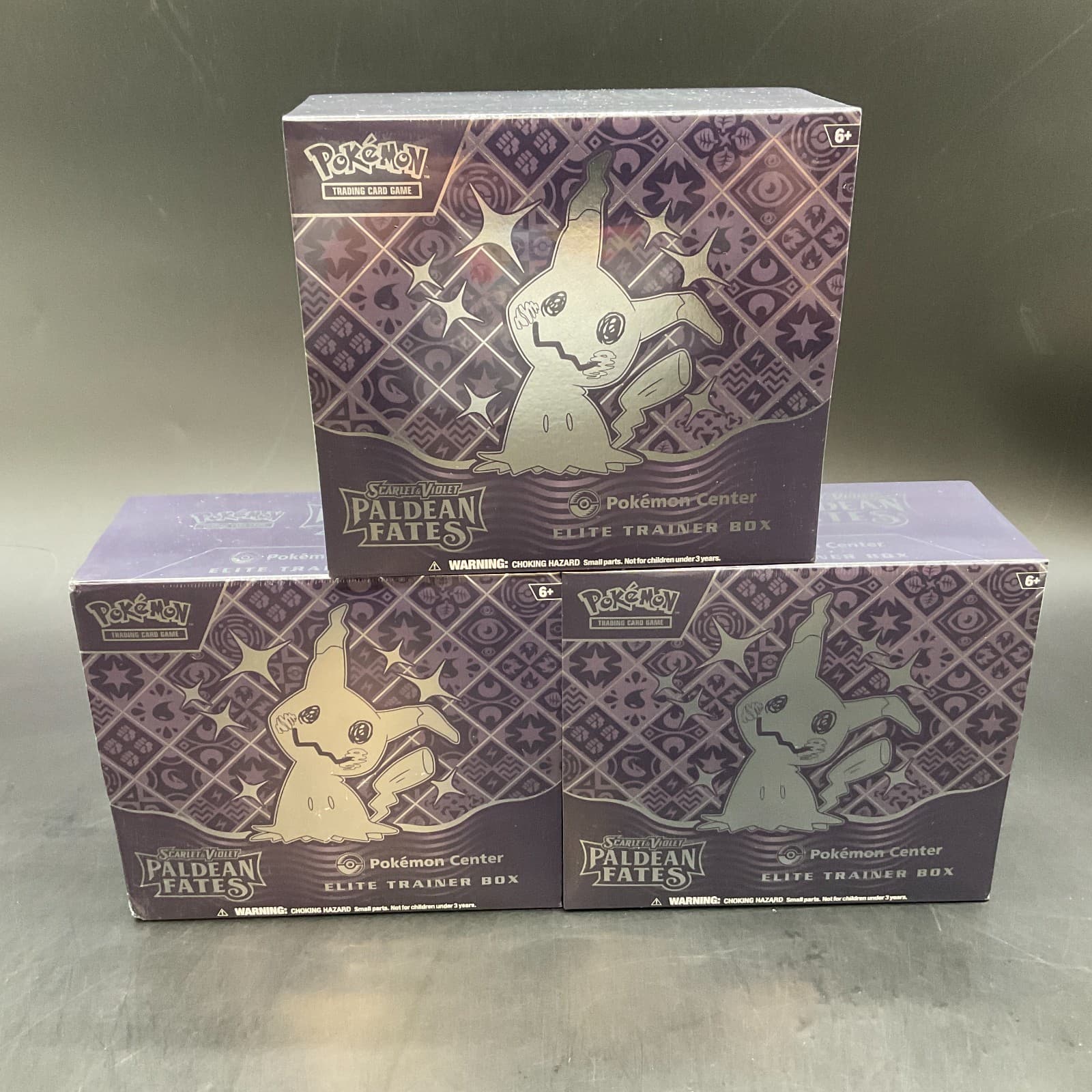 Lot of (3) Pokemon Center Paldean Fates Elite Trainer Boxes SEALED PC ETB